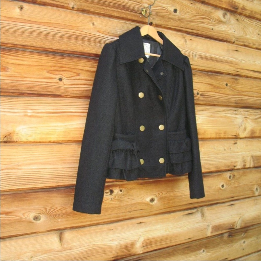 NWT Tulle Wool Blend Ruffle Coat Jacket - Picture 3 of 9